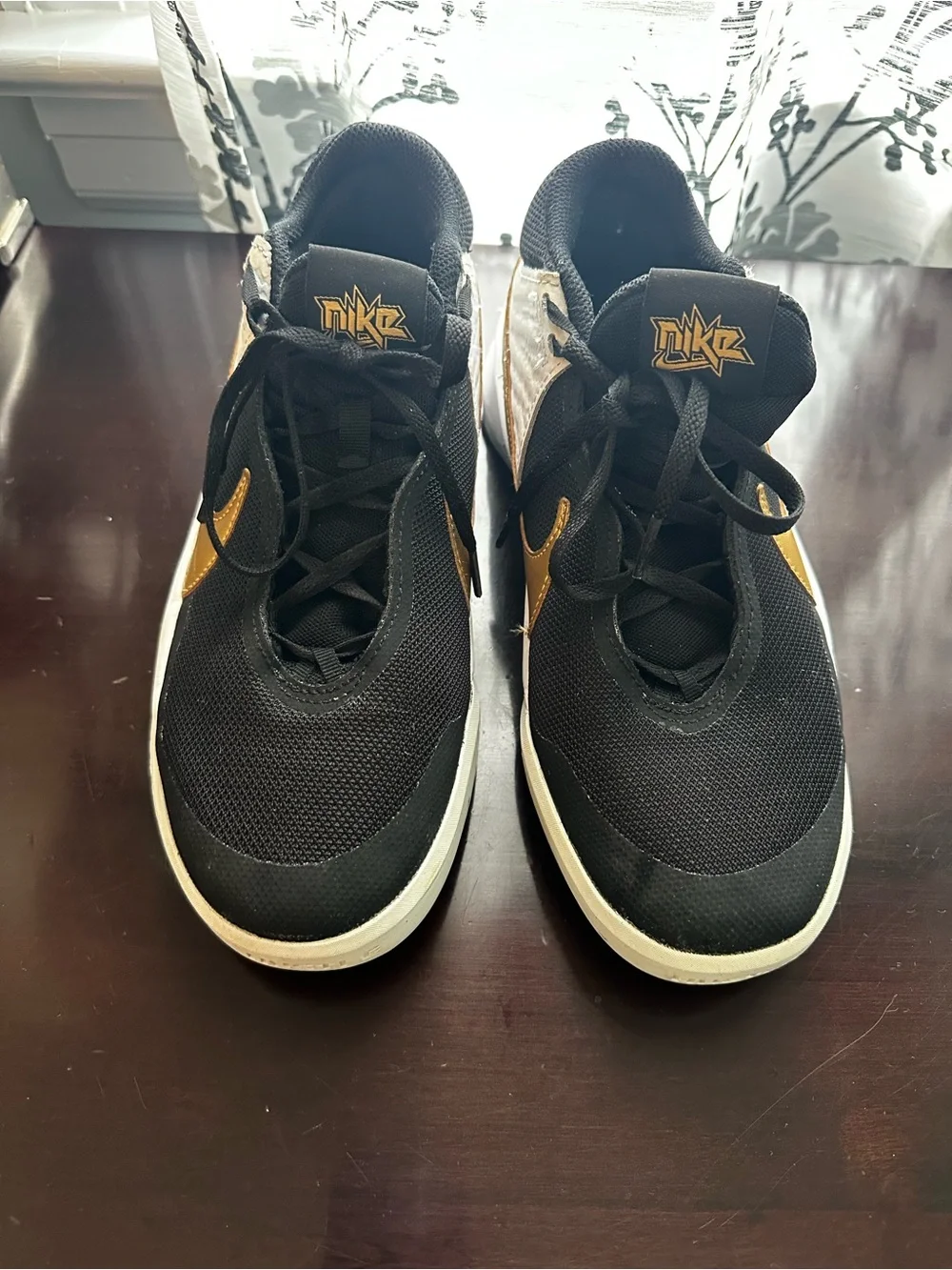 Nike Black, White and Gold Low-Top Sneakers